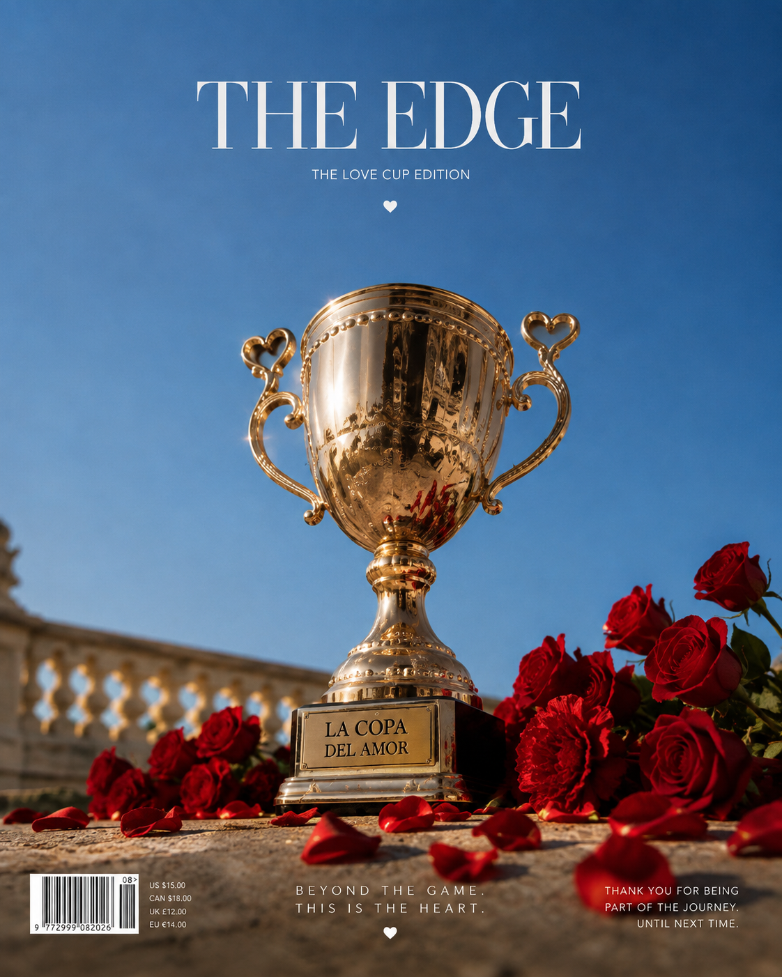 Contraportada de The Edge con la Copa del Amor y rosas rojas